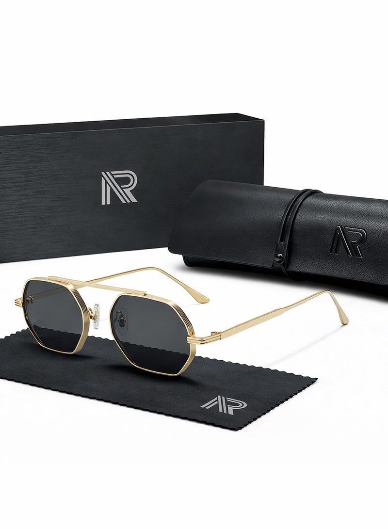 ريتي نظارة شمسية رجالي ونسائي بإطار معدني أنيق وعدسات مستقطبة مع حماية من الأشعة فوق البنفسجية | نظارات موضة فاخرة للقيادة والسفر والرحلات والأنشطة الخارجية | تصميم عصري وخفيف الوزن - Image 1